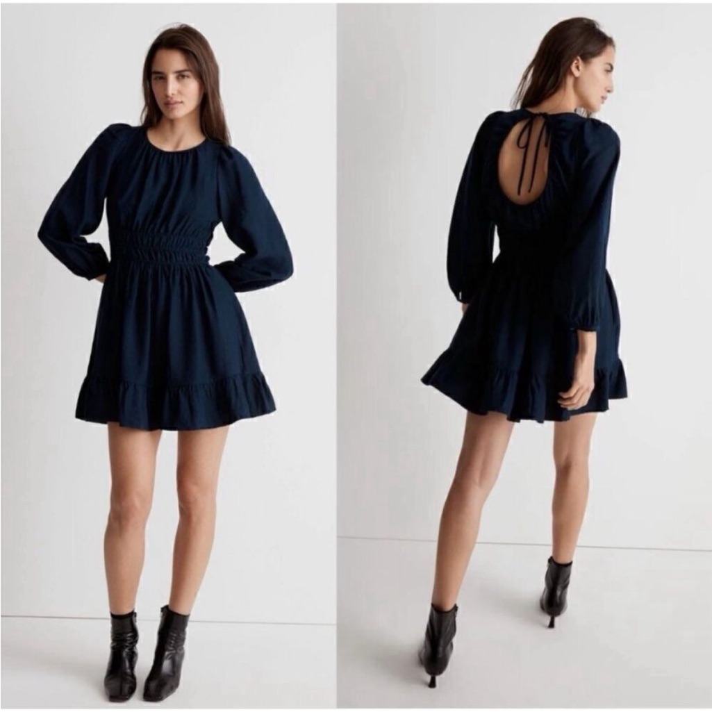 Madewell Sophia Open-Back Mini Dress Navy Blue 1x